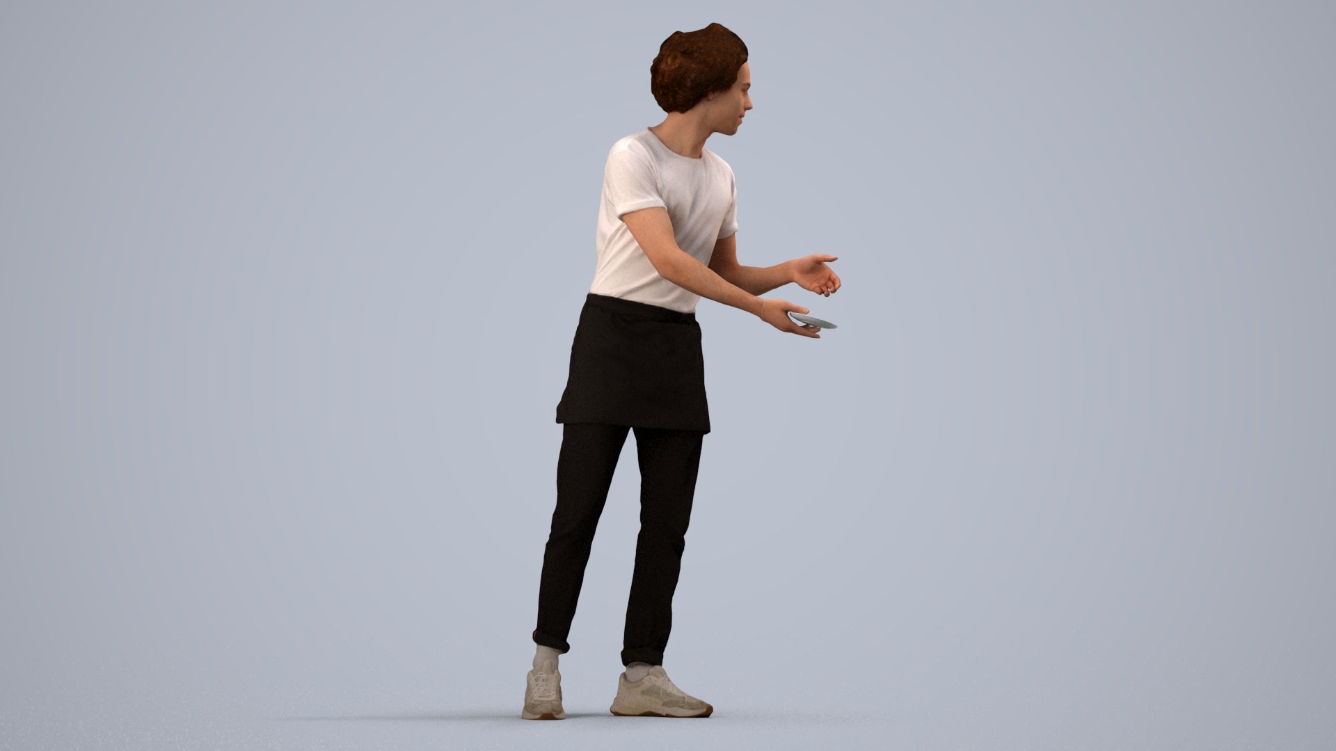 realistic 3D human man standing, archviz people FBX OBJ for Blender, side view render