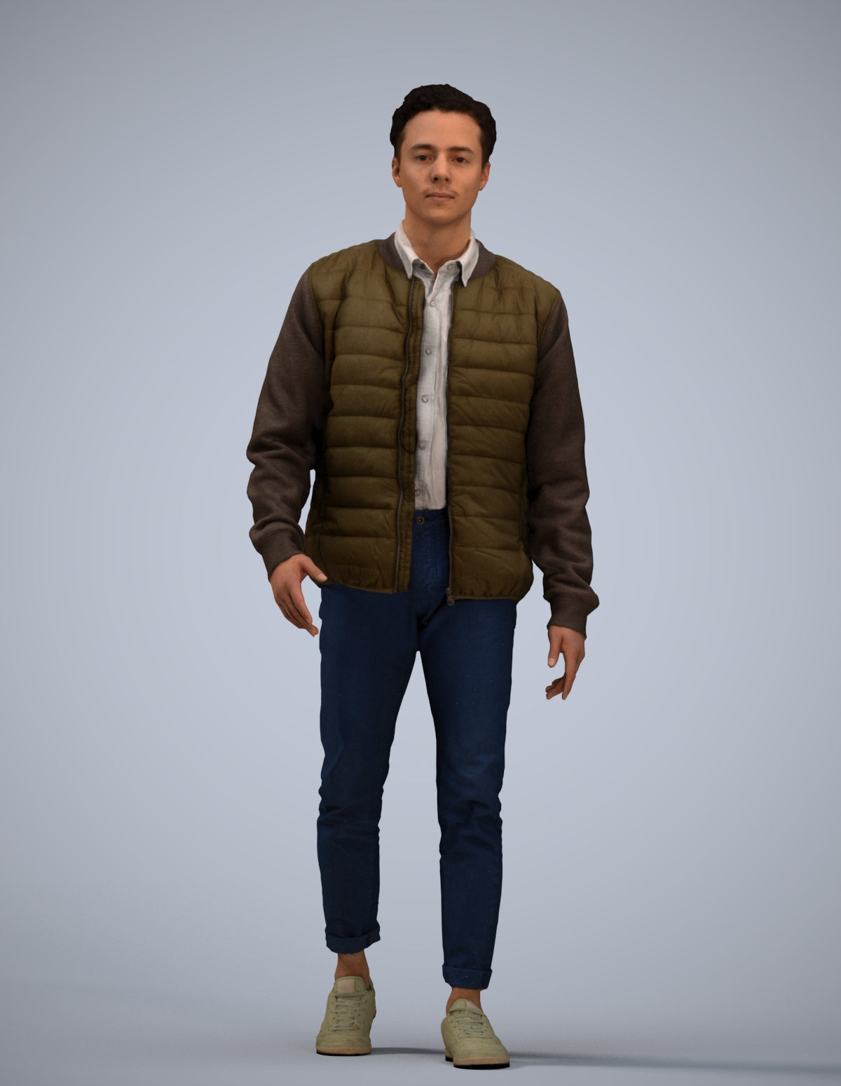 photogrammetry 3D man casual walking, realistic human model archviz FBX