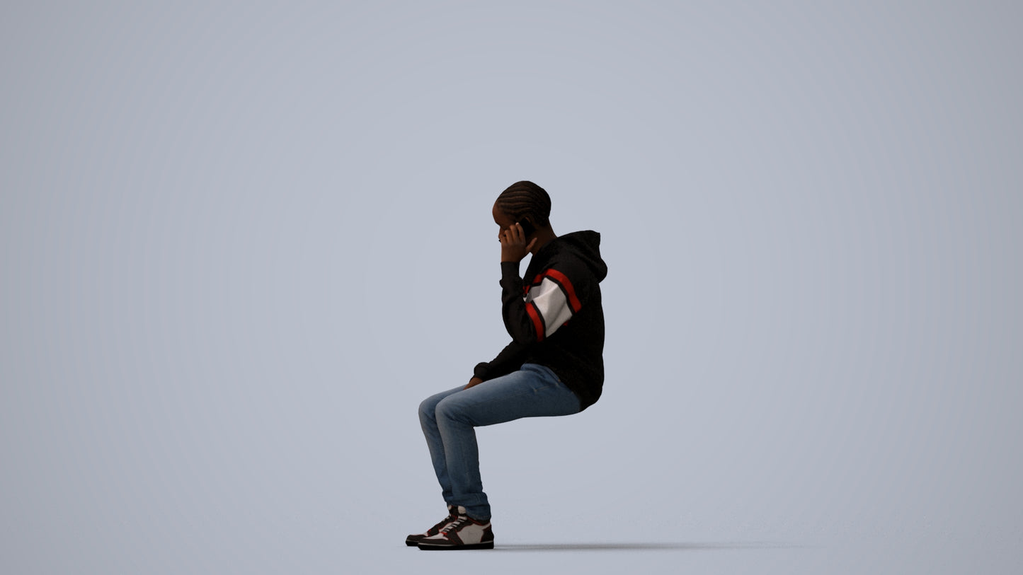 realistic 3D boy casual kids, scanned archviz people for Blender and 3ds Max, three-quarter view render