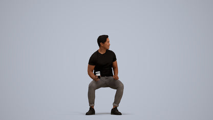 realistic 3D man casual sitting, scanned archviz people for Blender and 3ds Max, standing pose render