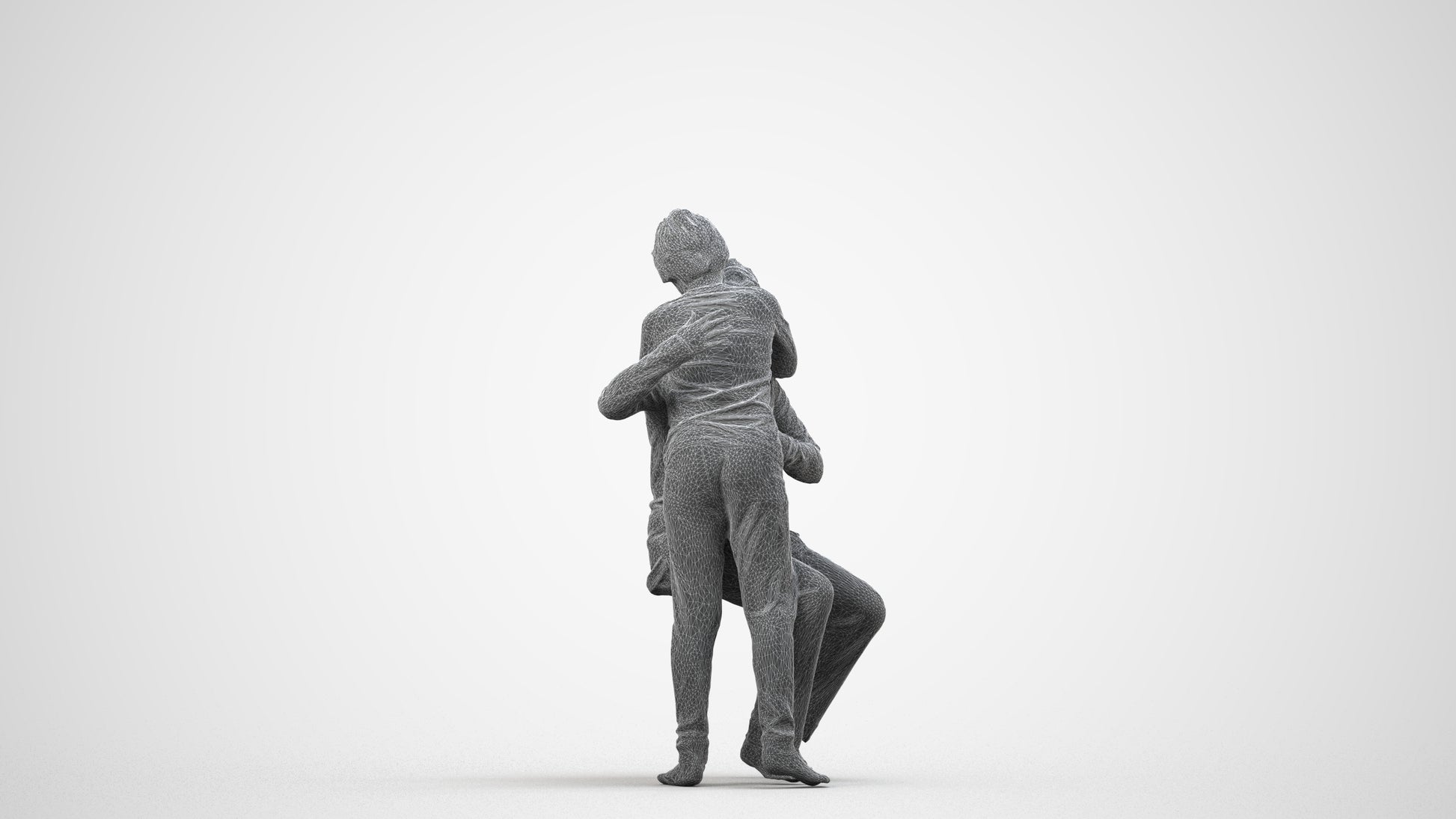 realistic 3D human girl kids, archviz people FBX OBJ for Blender, wireframe side view