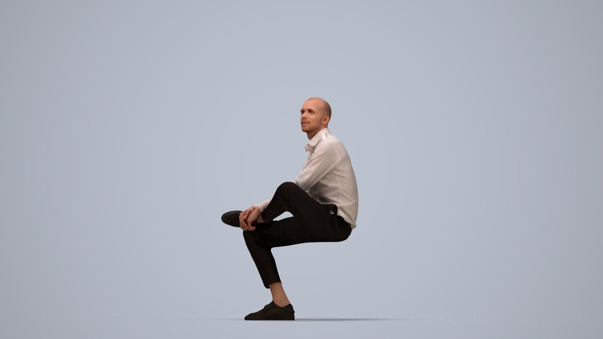 scanned 3D man business, photogrammetry people for Enscape and V-Ray, top-down view render