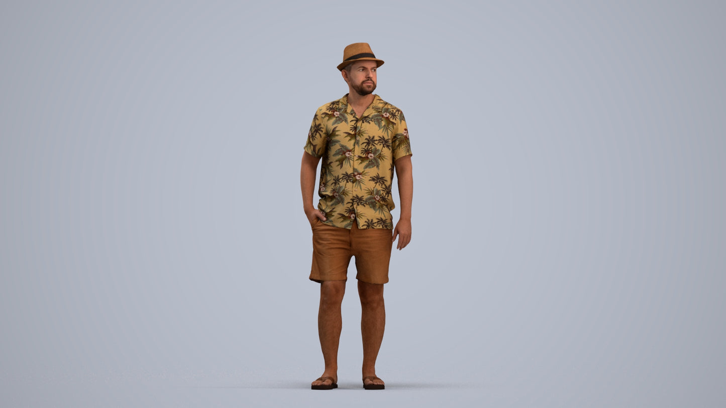 scanned 3D man standing, photogrammetry people for Enscape and V-Ray, standing pose render
