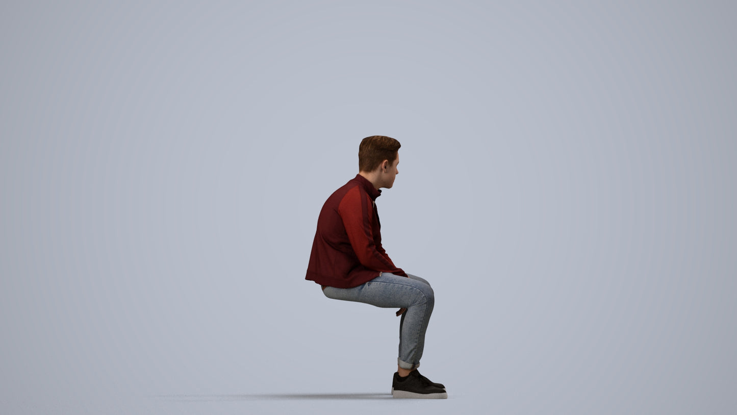 3D scanned boy kids casual, photorealistic archviz people for Enscape and SketchUp, side view render