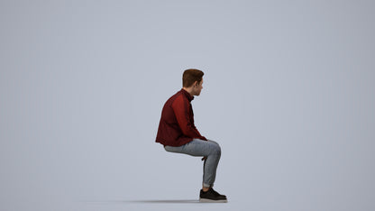 3D scanned boy kids casual, photorealistic archviz people for Enscape and SketchUp, side view render