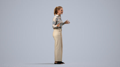scanned 3D woman casual standing, photogrammetry people for Enscape and V-Ray, side view render