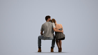 3D scanned man couple casual, photorealistic archviz people for Enscape and SketchUp, front view render