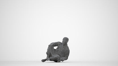 realistic 3D people man sitting, render-ready for V-Ray and Corona, FBX OBJ, wireframe back view