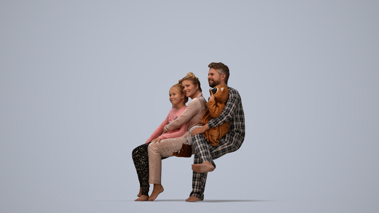 3D people model girl kids, scanned human for 3ds Max rendering, top-down view render