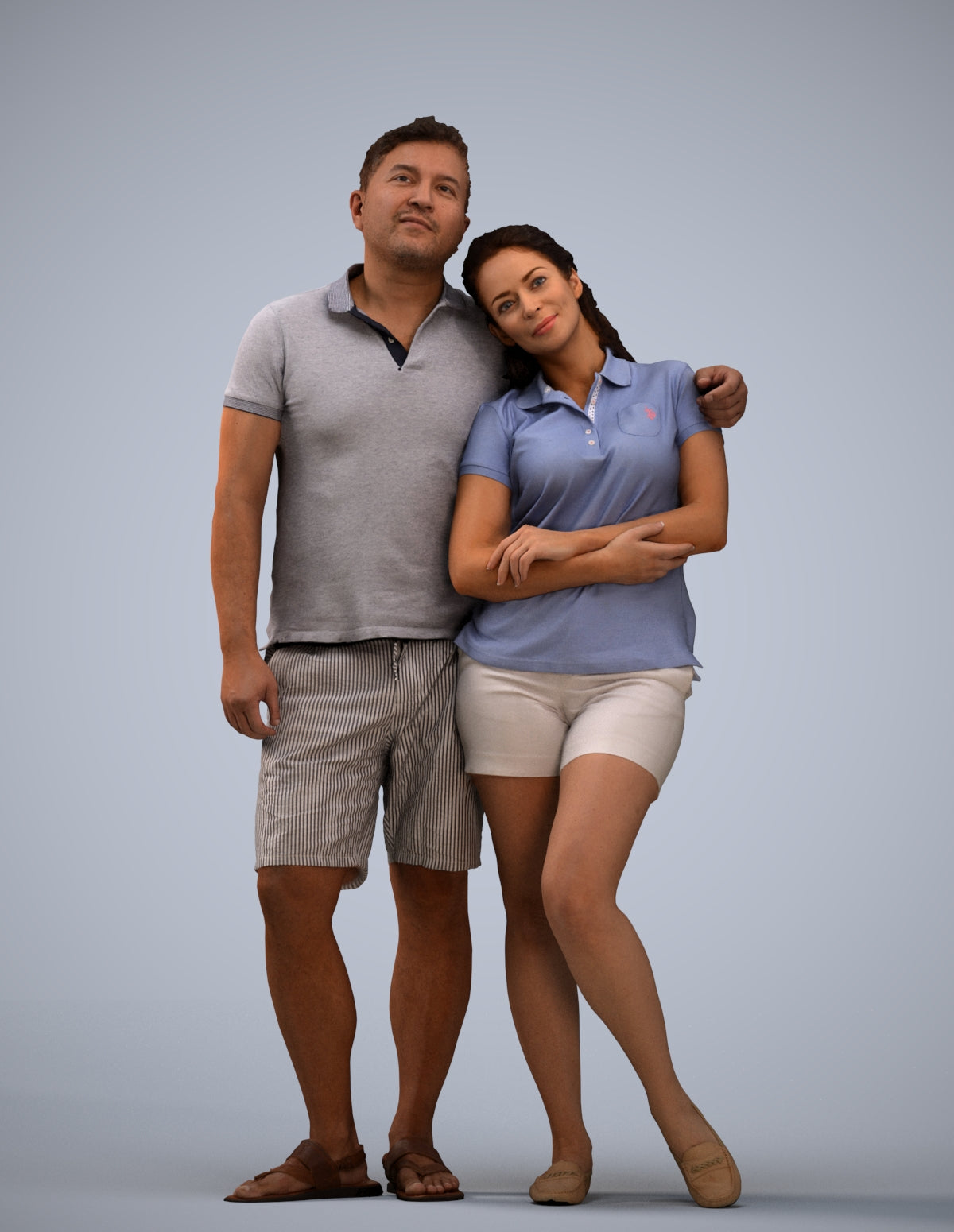 realistic 3D human woman casual couple, archviz people FBX OBJ for Blender