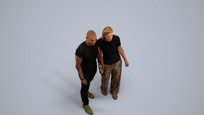realistic 3D people woman casual couple, render-ready for V-Ray and Corona, FBX OBJ, back view render