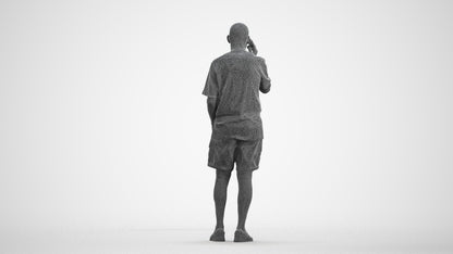 photogrammetry 3D senior man casual standing, realistic human model archviz FBX, wireframe front view