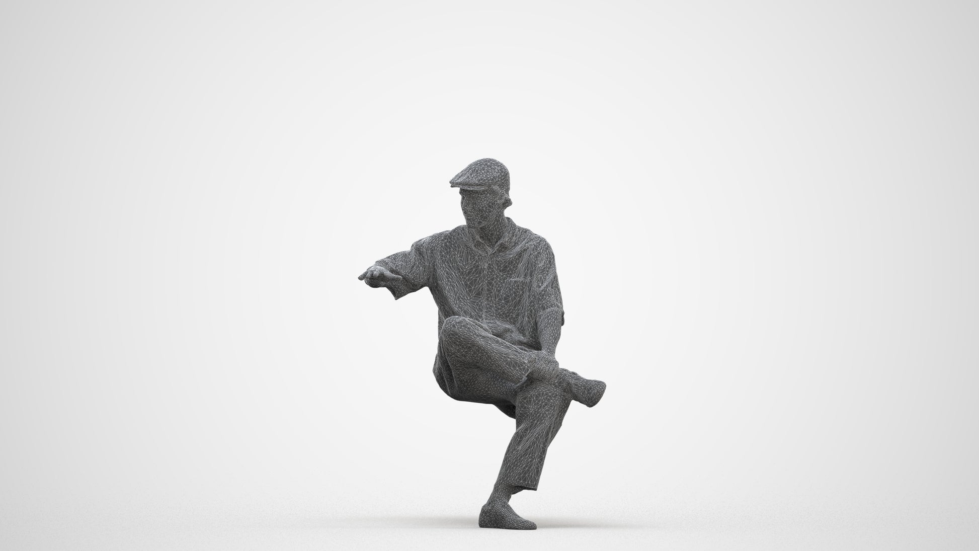 realistic 3D people man casual sitting, render-ready for V-Ray and Corona, FBX OBJ, three-quarter front view render