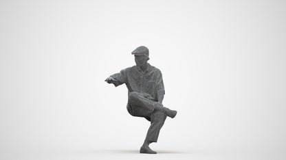 realistic 3D people man casual sitting, render-ready for V-Ray and Corona, FBX OBJ, three-quarter front view render
