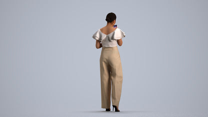 photogrammetry 3D woman business walking, realistic human model archviz FBX, front view render
