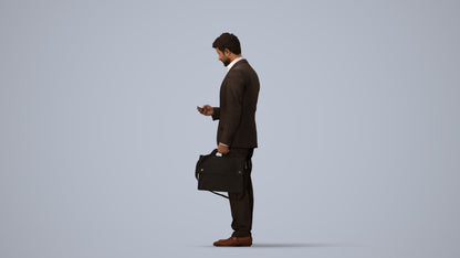 3D people model man business, scanned human for 3ds Max rendering, three-quarter view render
