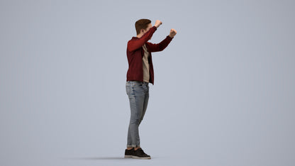 realistic 3D human boy casual kids, archviz people FBX OBJ for Blender, side view render