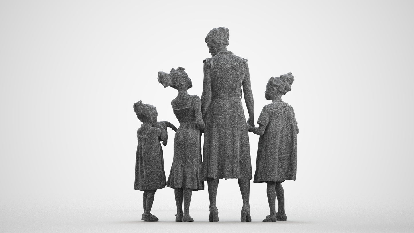 scanned 3D girl casual kids, photogrammetry people for Enscape and V-Ray, wireframe front view