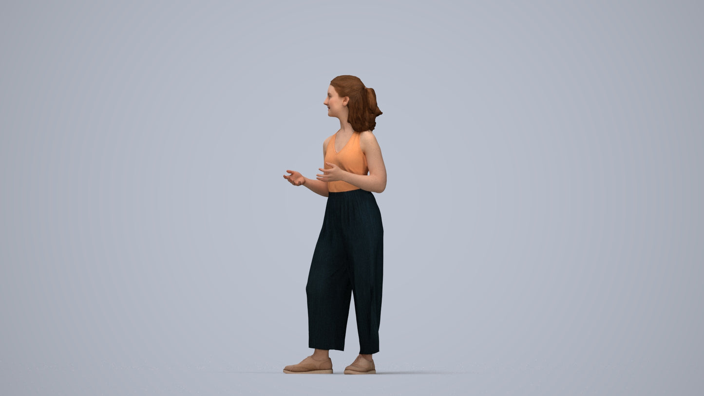 realistic 3D people girl casual kids, render-ready for V-Ray and Corona, FBX OBJ, top-down view render