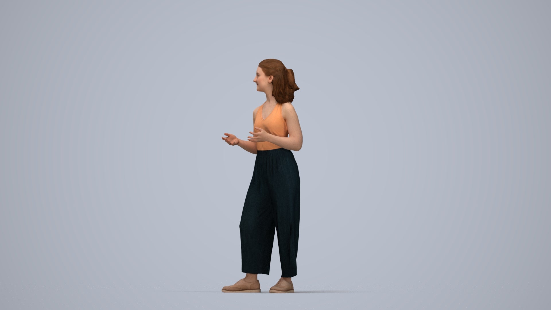 realistic 3D people girl casual kids, render-ready for V-Ray and Corona, FBX OBJ, top-down view render