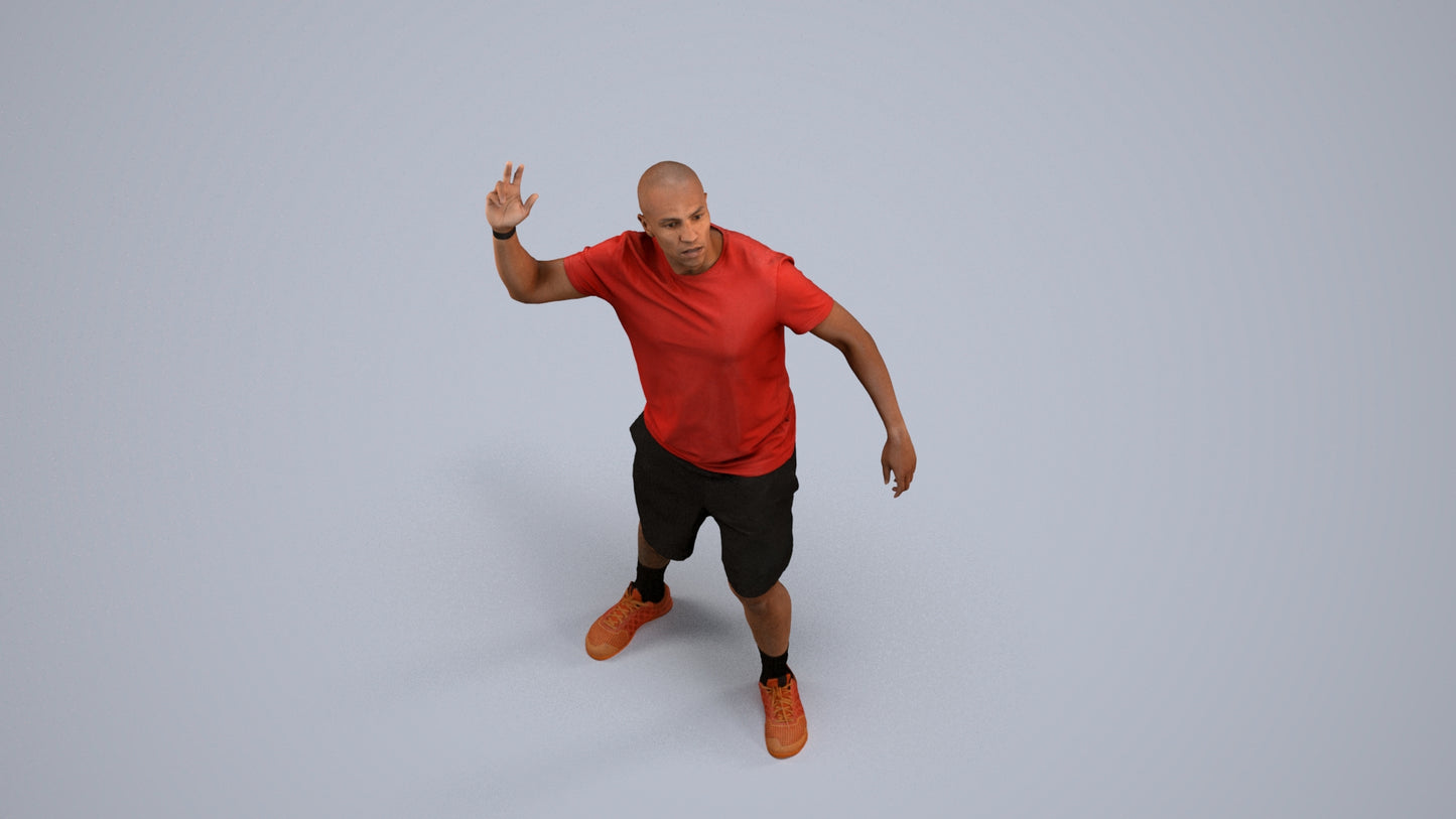photogrammetry 3D man sport, realistic human model archviz FBX, back view render