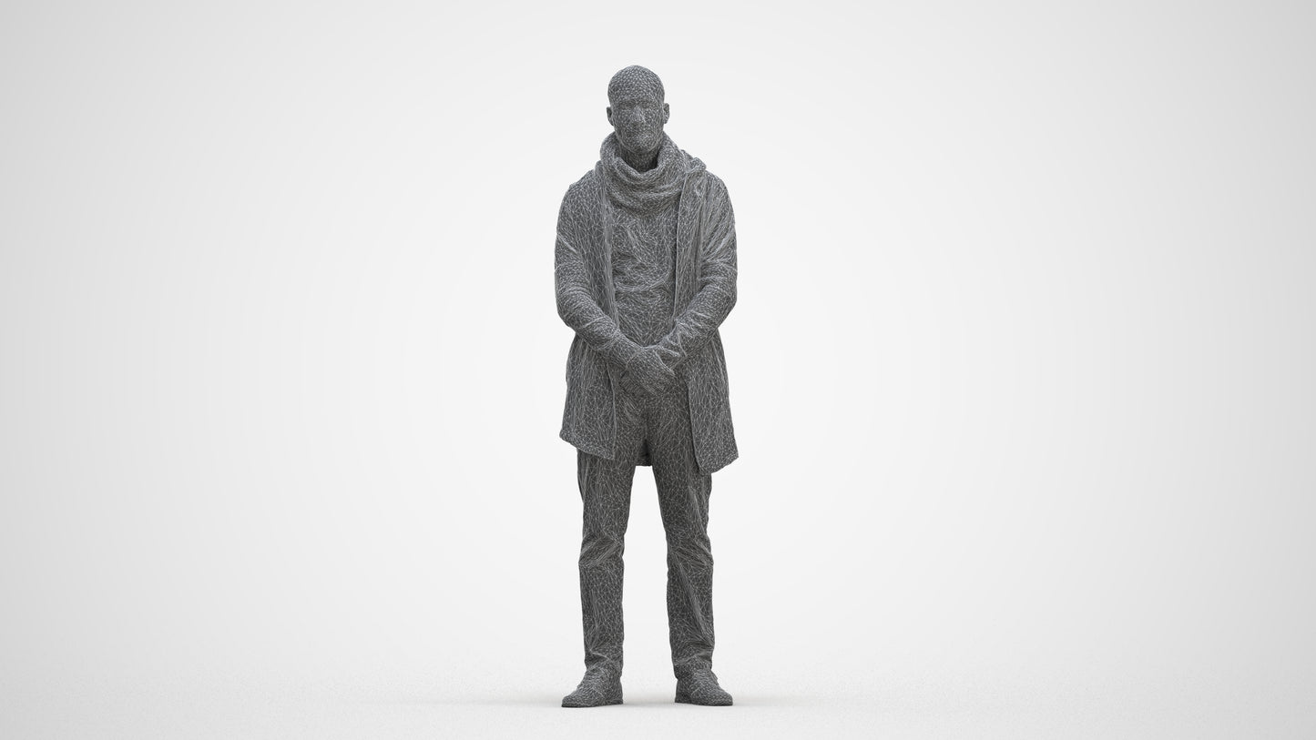 realistic 3D man casual standing, scanned archviz people for Blender and 3ds Max, three-quarter front view render
