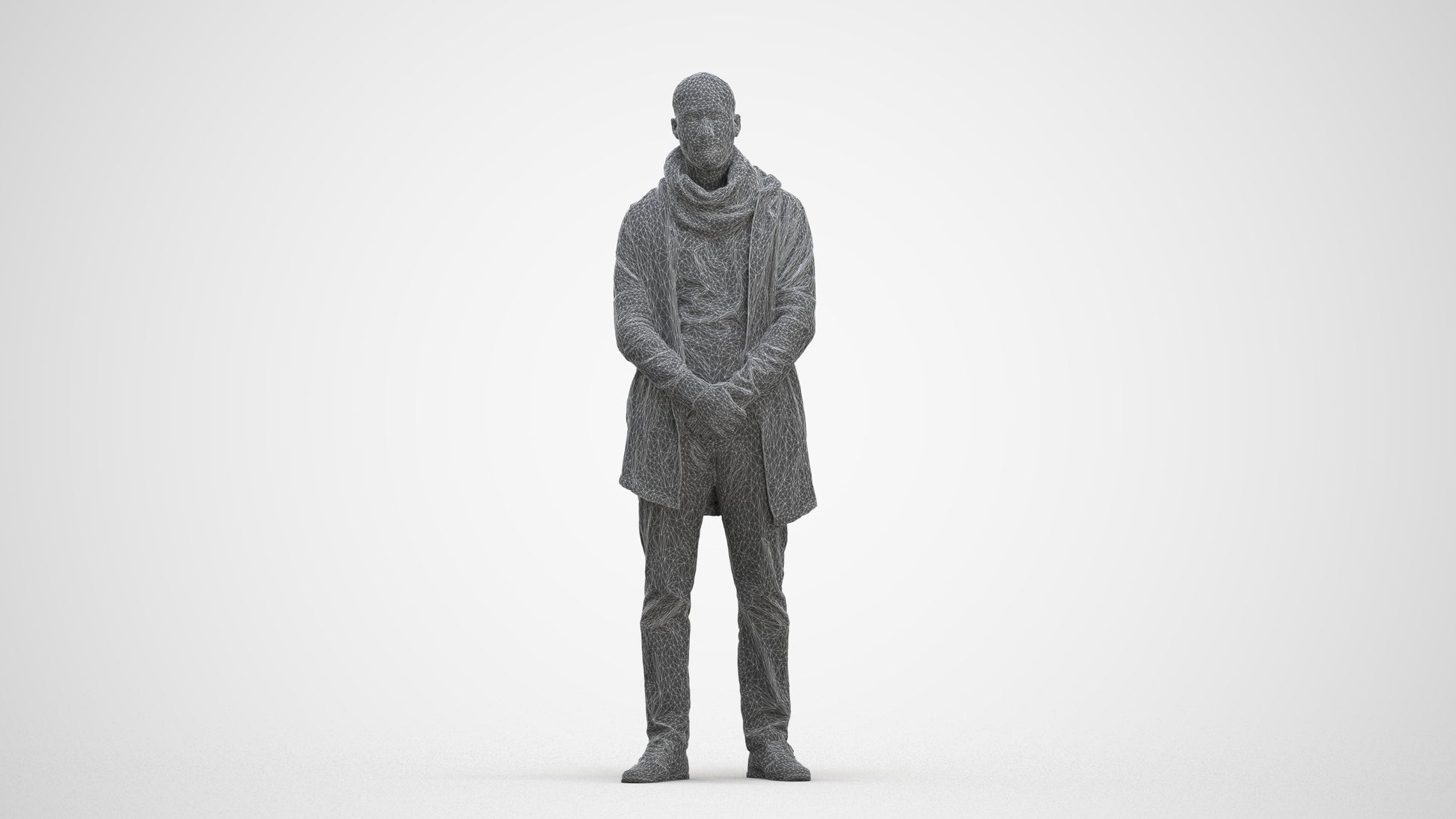 realistic 3D man casual standing, scanned archviz people for Blender and 3ds Max, three-quarter front view render