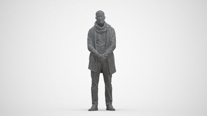 realistic 3D man casual standing, scanned archviz people for Blender and 3ds Max, three-quarter front view render
