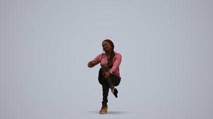 3D people model woman casual sitting, scanned human for 3ds Max rendering, standing pose render