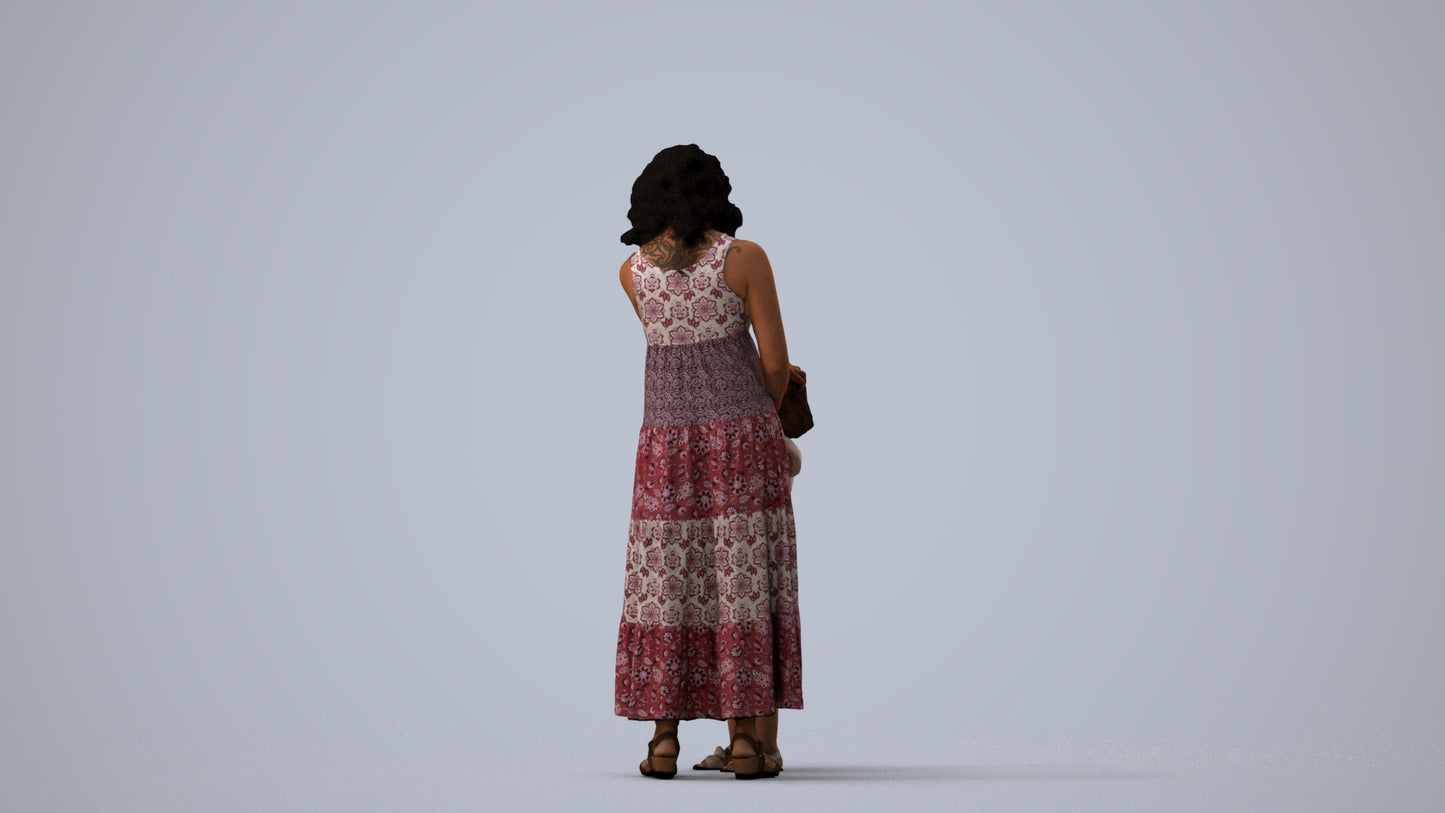 realistic 3D people girl casual kids, render-ready for V-Ray and Corona, FBX OBJ, three-quarter view render