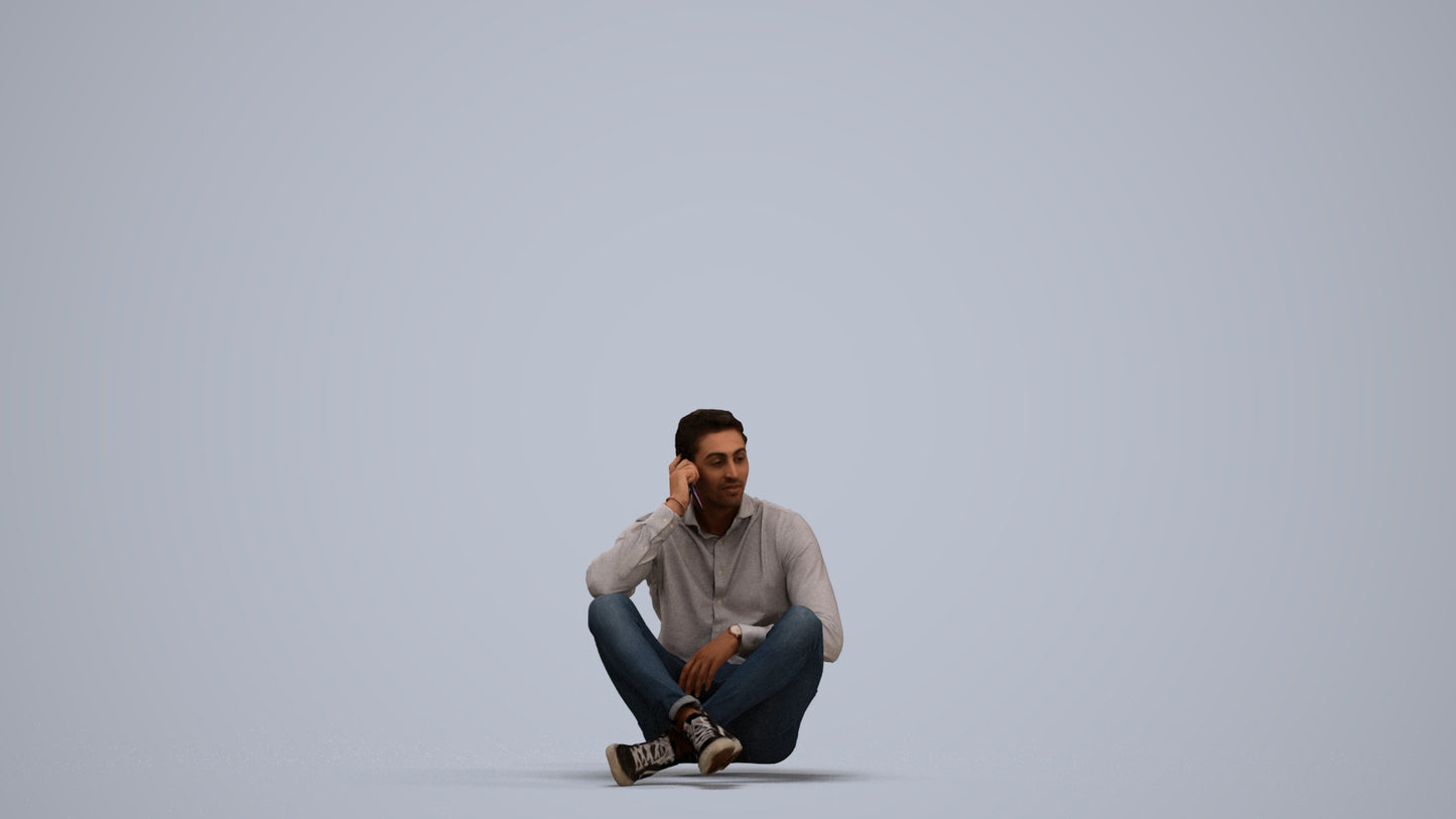 3D scanned man sitting casual, photorealistic archviz people for Enscape and SketchUp, standing pose render