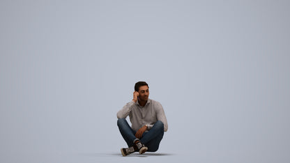 3D scanned man sitting casual, photorealistic archviz people for Enscape and SketchUp, standing pose render