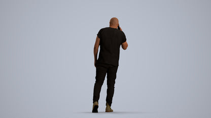 3D scanned man walking casual, photorealistic archviz people for Enscape and SketchUp, front view render