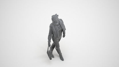 3D human model woman casual walking, photogrammetry scanned person for archviz, wireframe three-quarter view