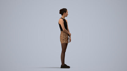 scanned 3D woman casual standing, photogrammetry people for Enscape and V-Ray, side view render