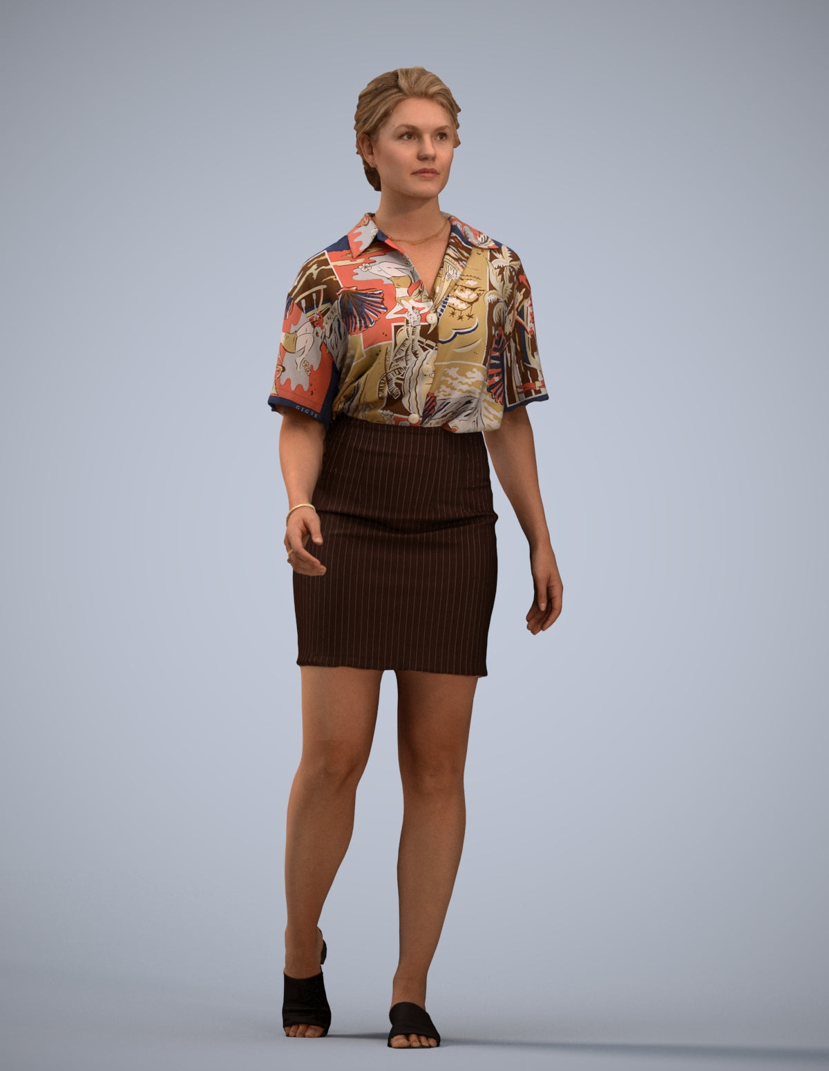 photogrammetry 3D woman casual walking, realistic human model archviz FBX