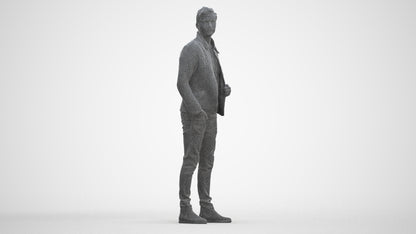 3D people model man casual business, scanned human for 3ds Max rendering, three-quarter front view render