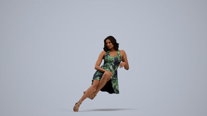 photogrammetry 3D woman sitting, realistic human model archviz FBX, standing pose render
