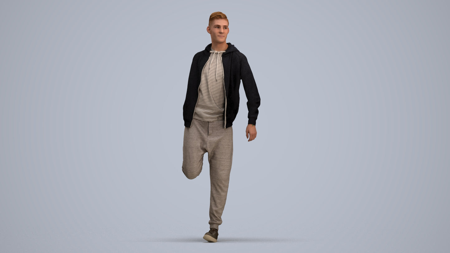 realistic 3D human man sport, archviz people FBX OBJ for Blender, standing pose render