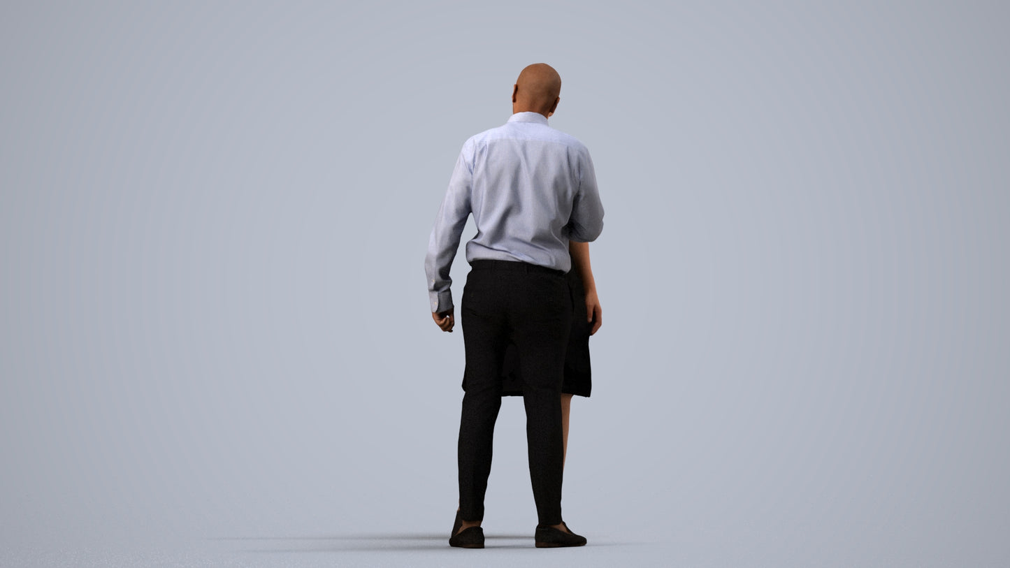 scanned 3D woman business, photogrammetry people for Enscape and V-Ray, side view render