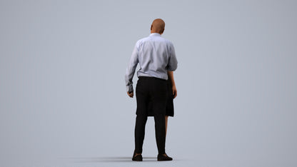 scanned 3D woman business, photogrammetry people for Enscape and V-Ray, side view render