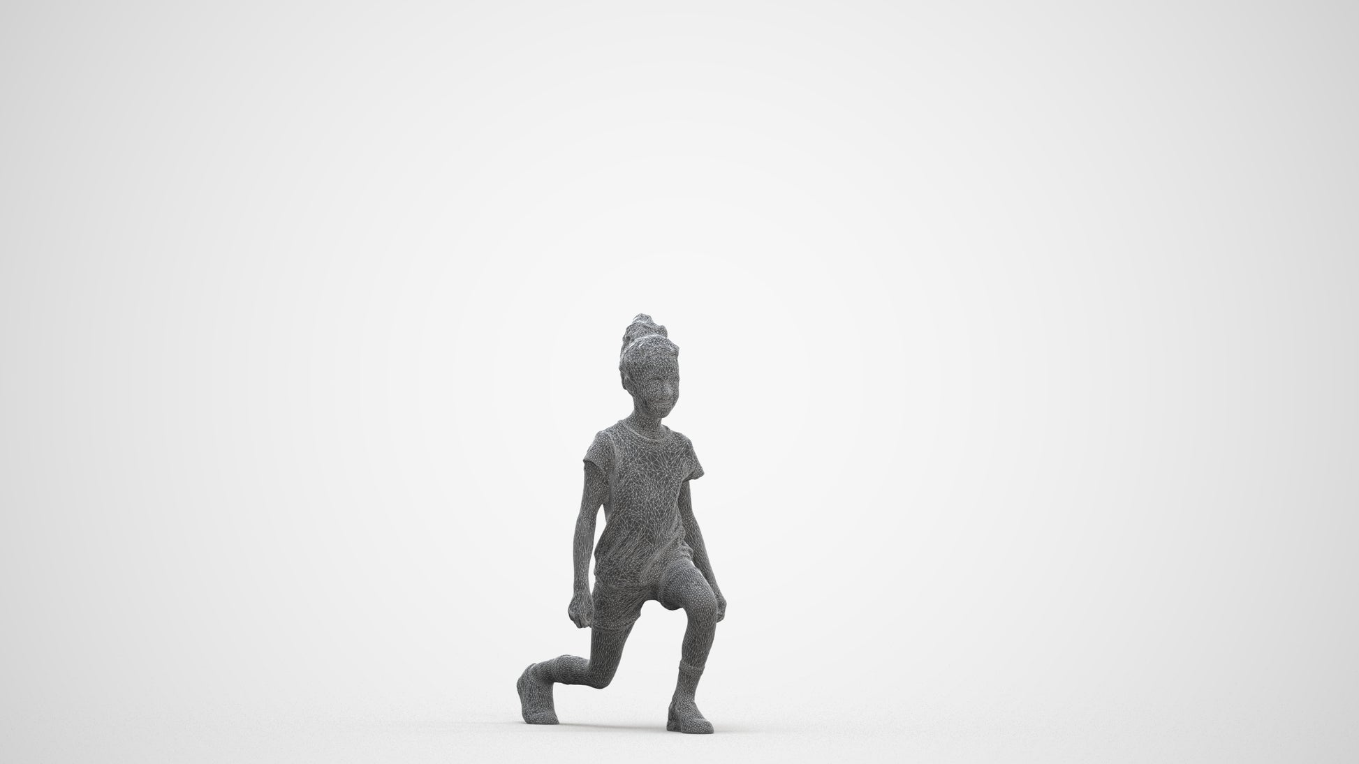 realistic 3D girl casual kids, scanned archviz people for Blender and 3ds Max, three-quarter front view render