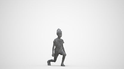 realistic 3D girl casual kids, scanned archviz people for Blender and 3ds Max, three-quarter front view render