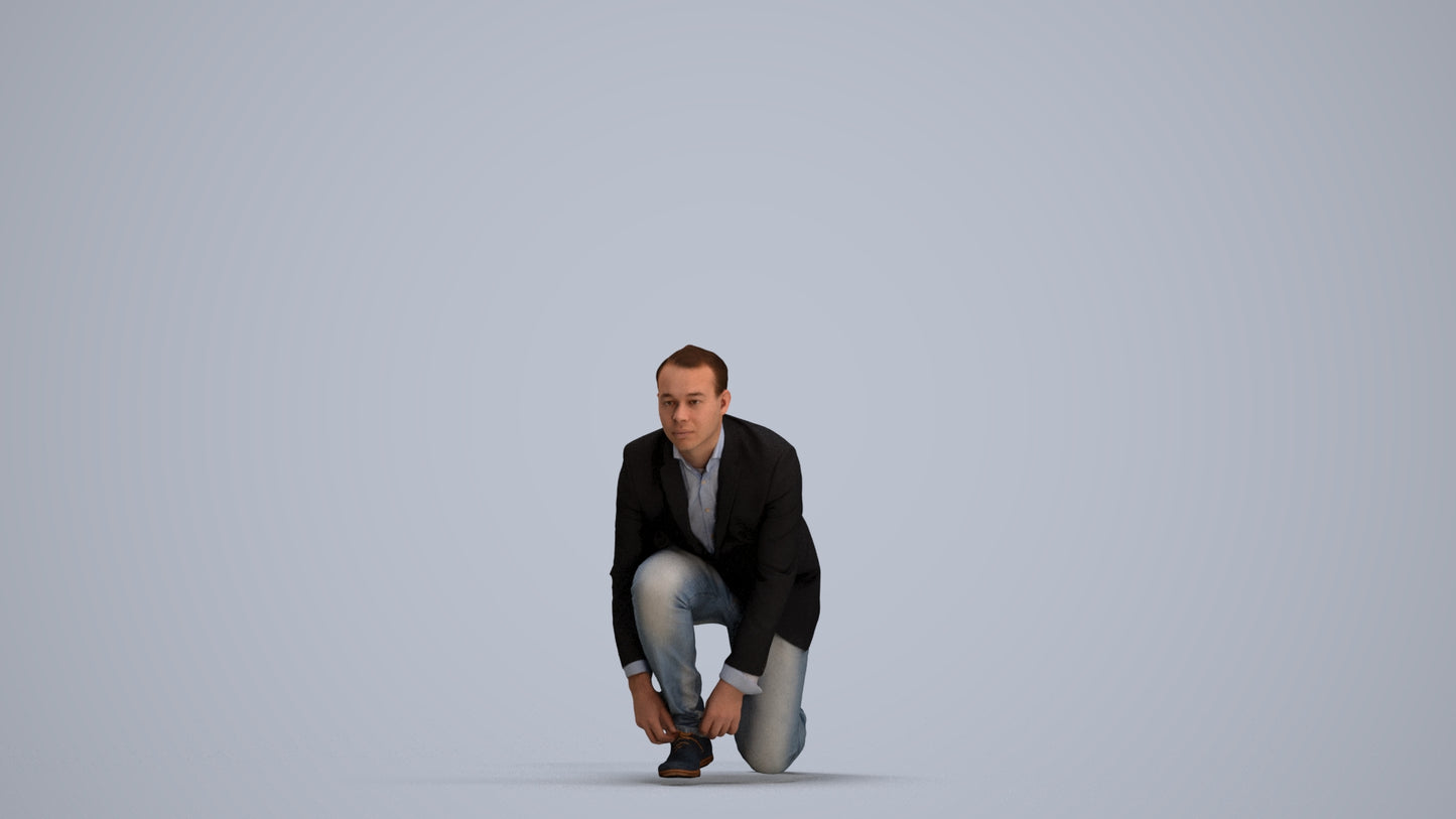 scanned 3D man business standing, photogrammetry people for Enscape and V-Ray, standing pose render
