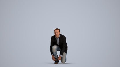 scanned 3D man business standing, photogrammetry people for Enscape and V-Ray, standing pose render