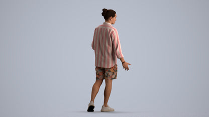 scanned 3D man casual walking, photogrammetry people for Enscape and V-Ray, front view render