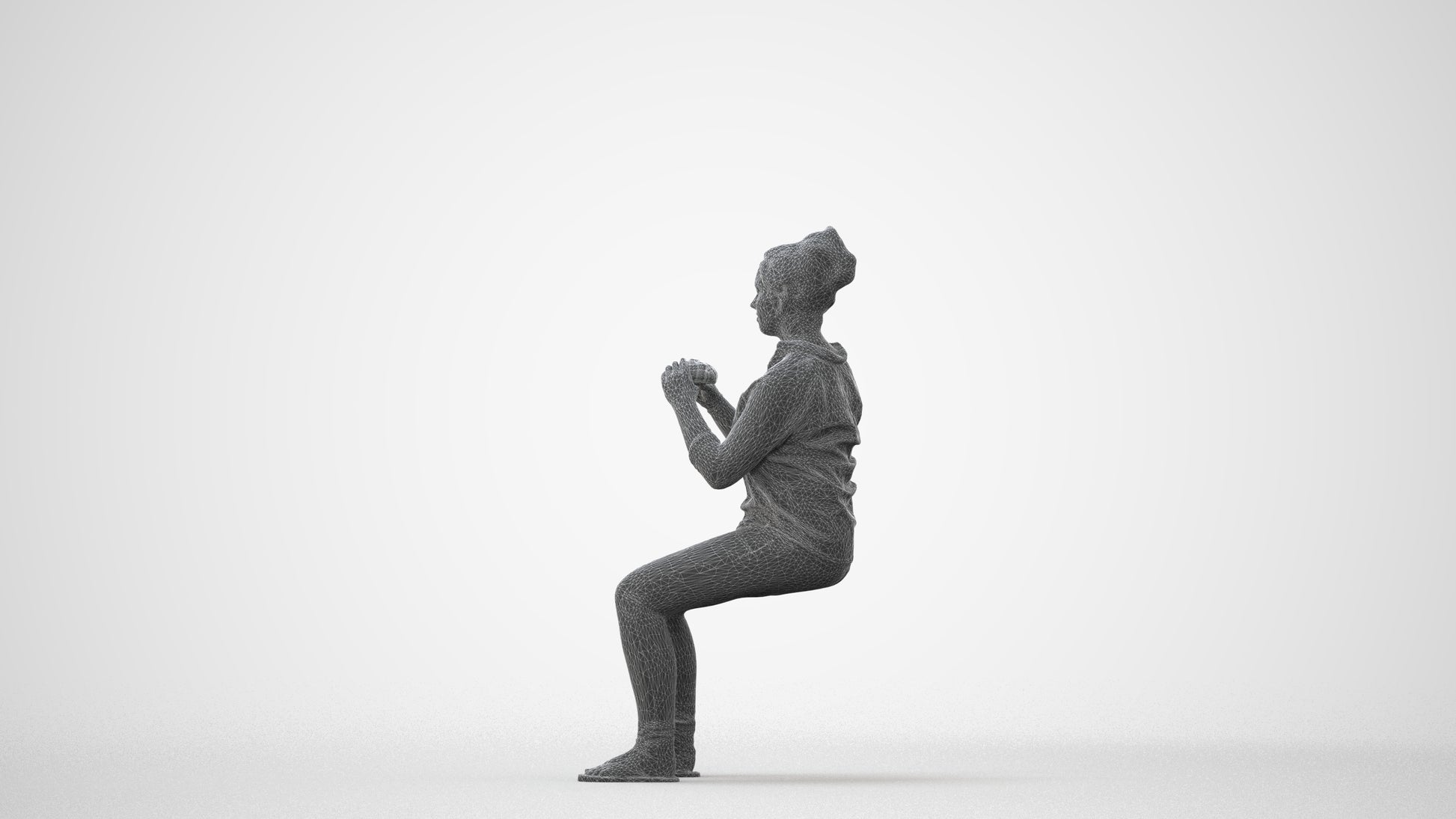 realistic 3D human woman casual sitting, archviz people FBX OBJ for Blender, square thumbnail