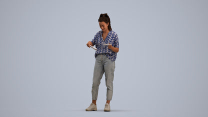 scanned 3D woman casual standing, photogrammetry people for Enscape and V-Ray, standing pose render