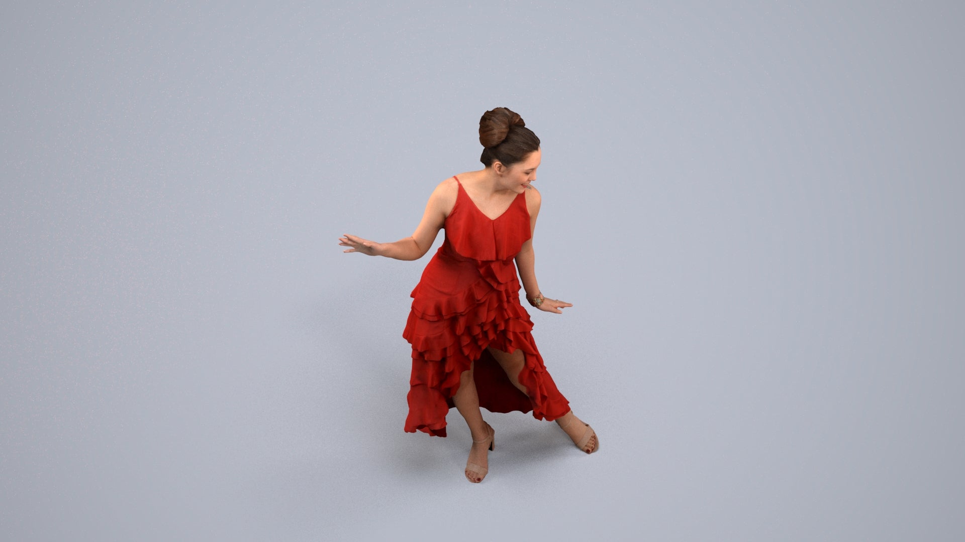 realistic 3D people woman formal dancing, render-ready for V-Ray and Corona, FBX OBJ, back view render