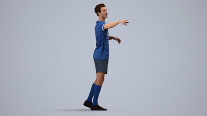 3D human model man sport, photogrammetry scanned person for archviz, side view render